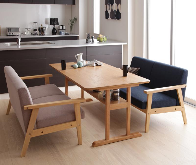 シンプルな木肘ソファを用いたロースタイル・ソファダイニングテーブルセット 3点W120セット(テーブル＋2Pソファ×2) |  一人暮らしのインテリア通販 mottie（モッティ）